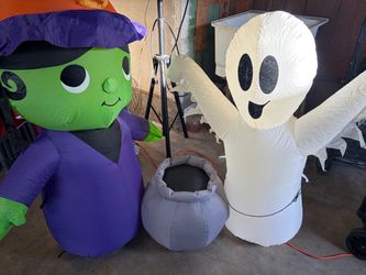 Halloween Inflatable Witch and Ghost Decoration