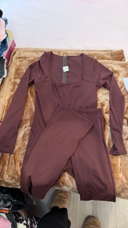 Dark brown Long Sleeve Zip-Up Jumpsuit