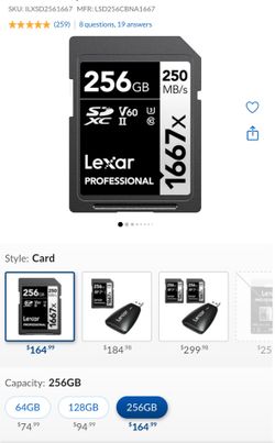 Lexar 256gb v60 SD Card
