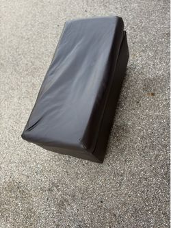 Dark Brown Faux Leather Storage Ottoman