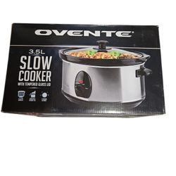 Ovente 3.5L Manual Slow Cooker – Silver – Removable Ceramic Insert – New