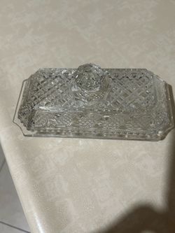Avon Pressed Glass Butter Dish with Lid