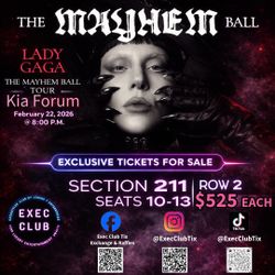 WHERE ARE THE GAGA FANS?? Lady Gaga The Mayhem Ball - Four Tickets 