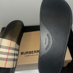Burberry Men's Slide Sandals Black Beige Size 8 never worn