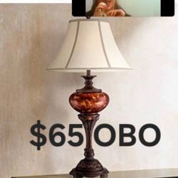 Tortoise Shell Large Glass Lamp 37 1/2" Tall