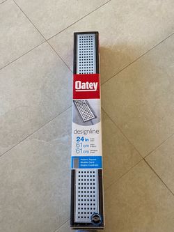Shower drain: Oatey Designline 24 in. Stainless Steel Linear with Square Pattern Drain Cover