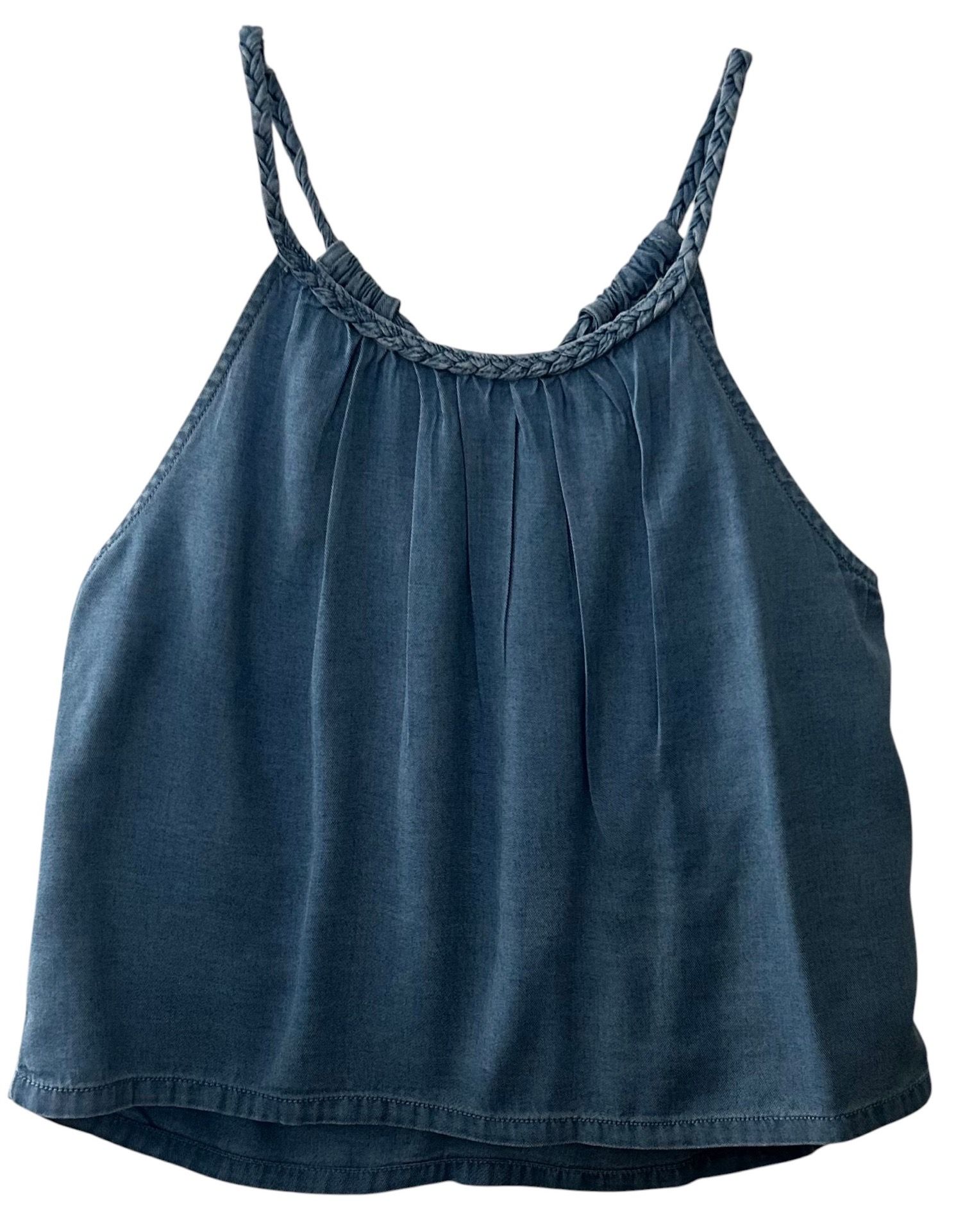 JOIE Denim Halter Neck Tank Top Braided Neckline Women’s Medium