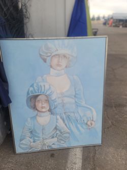 Framed Victorian Portrait Print Two Figures