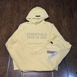 Essentials Fear Of God Light Tuscan Hoodie And Jogger Set 