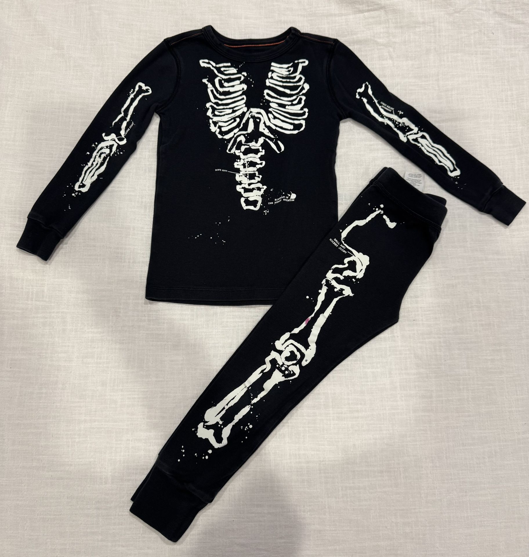 Crewcuts Glow in the Dark Skeleton Halloween Pajamas Size 5