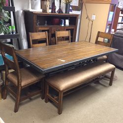 Table with Four Chairs and a Bench - new
