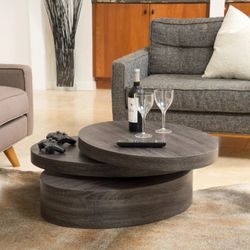 Indoor Wooden Round Rotating Coffee Table