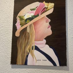 Original Painting On Canvas , Girl In Summer Hat , Art Collection By Jayme Tiger 18”x 24” Smoke free , pet free home If you see it here you, it is ava