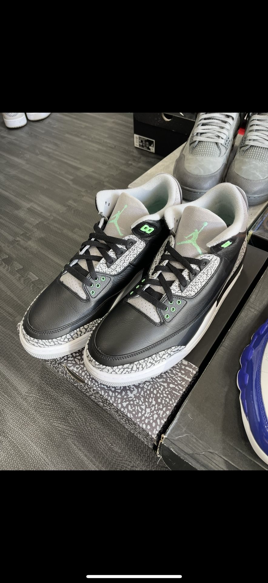 Jordan 3 Black/glow Green Size 12