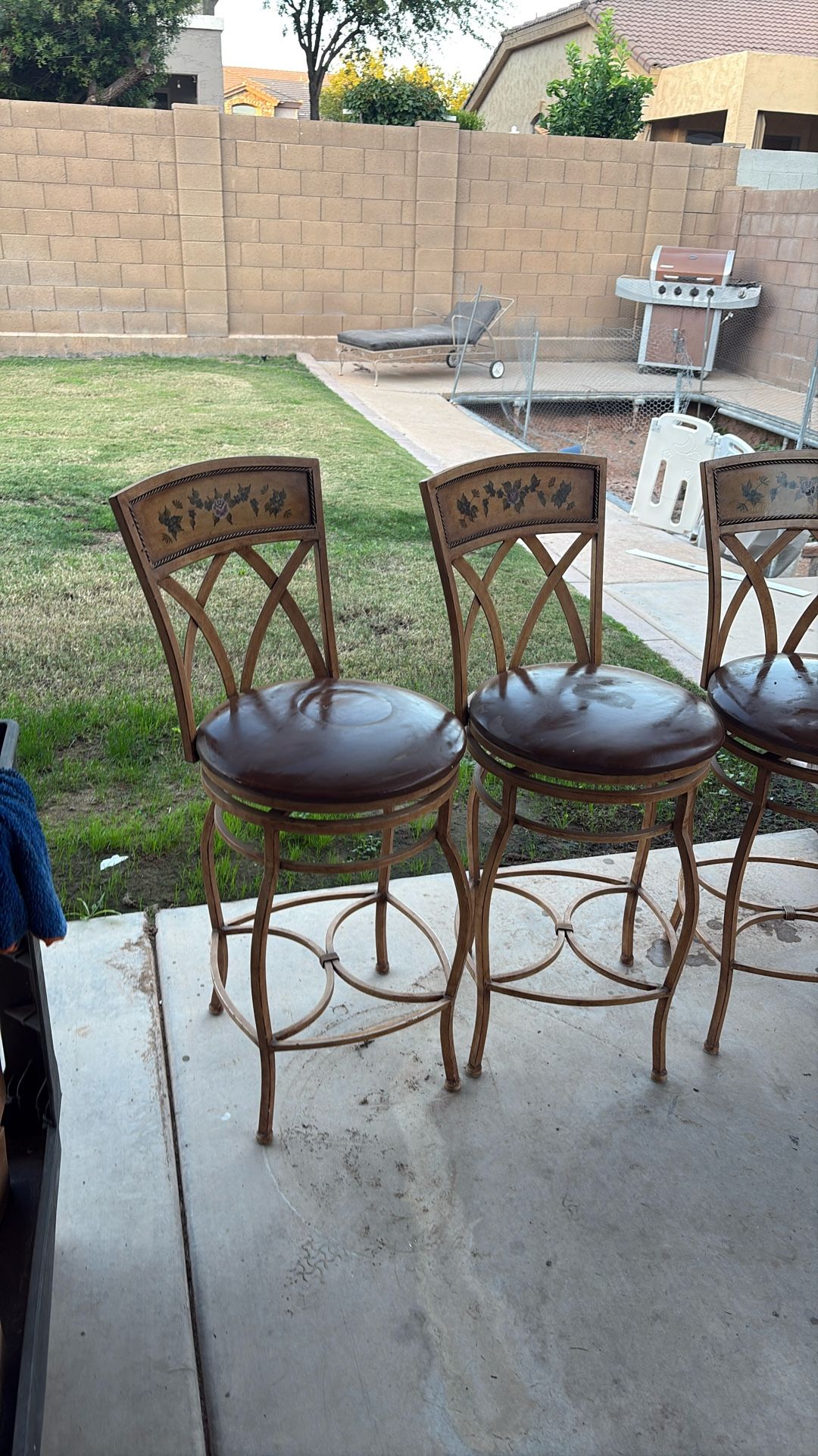 4 Rod Iron Bar Stools 