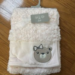 NWT Le Top Pink Bear baby Blanket