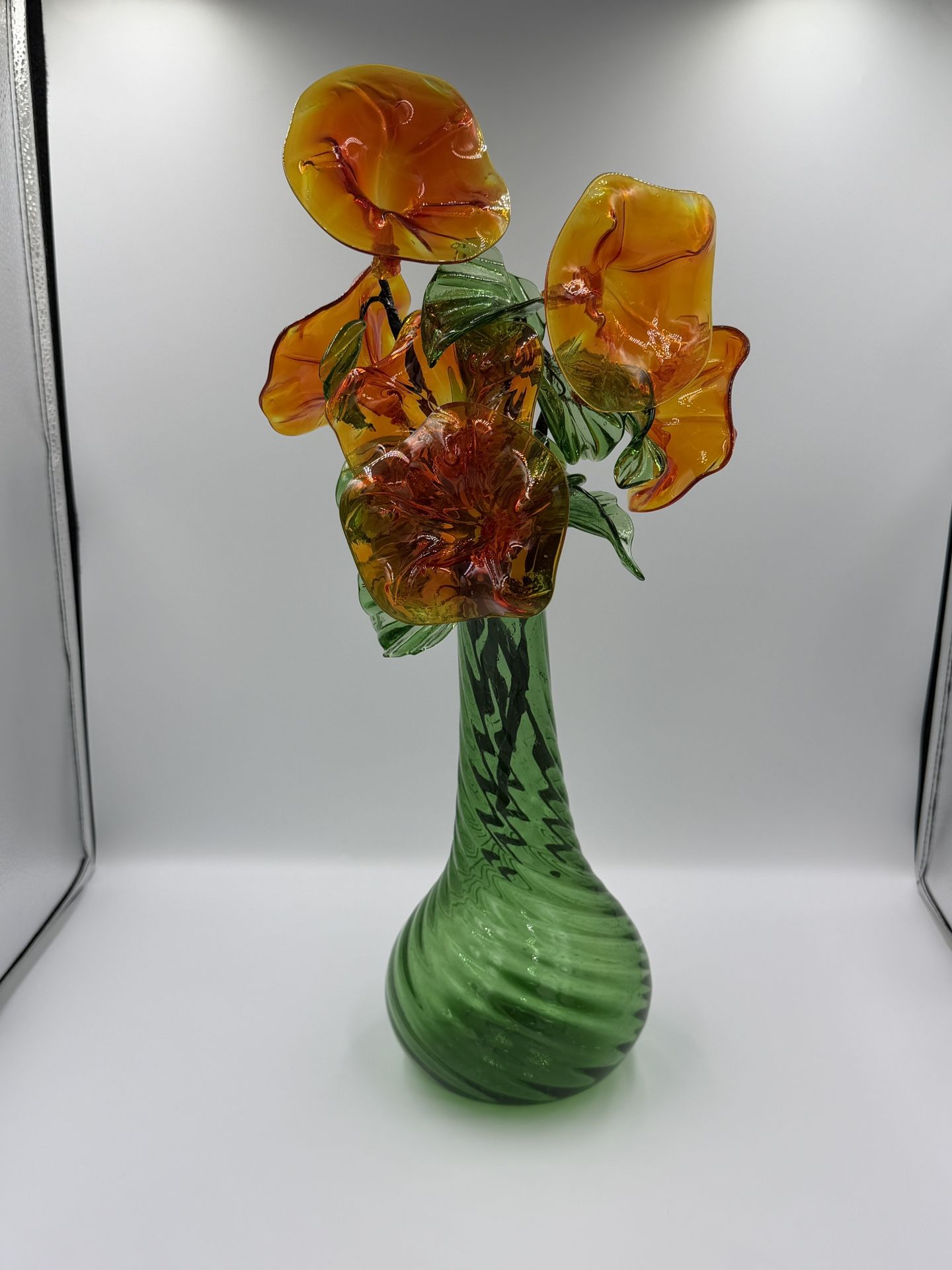 Mid Century Modern Japanese Glass Flower Sculpture
