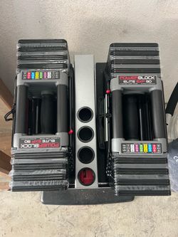 PowerBlock Elite EXP 5–90 lb Adjustable Dumbbells + Stand | Never Used