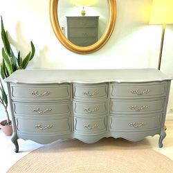 French Provincial Vintage Green Dresser 