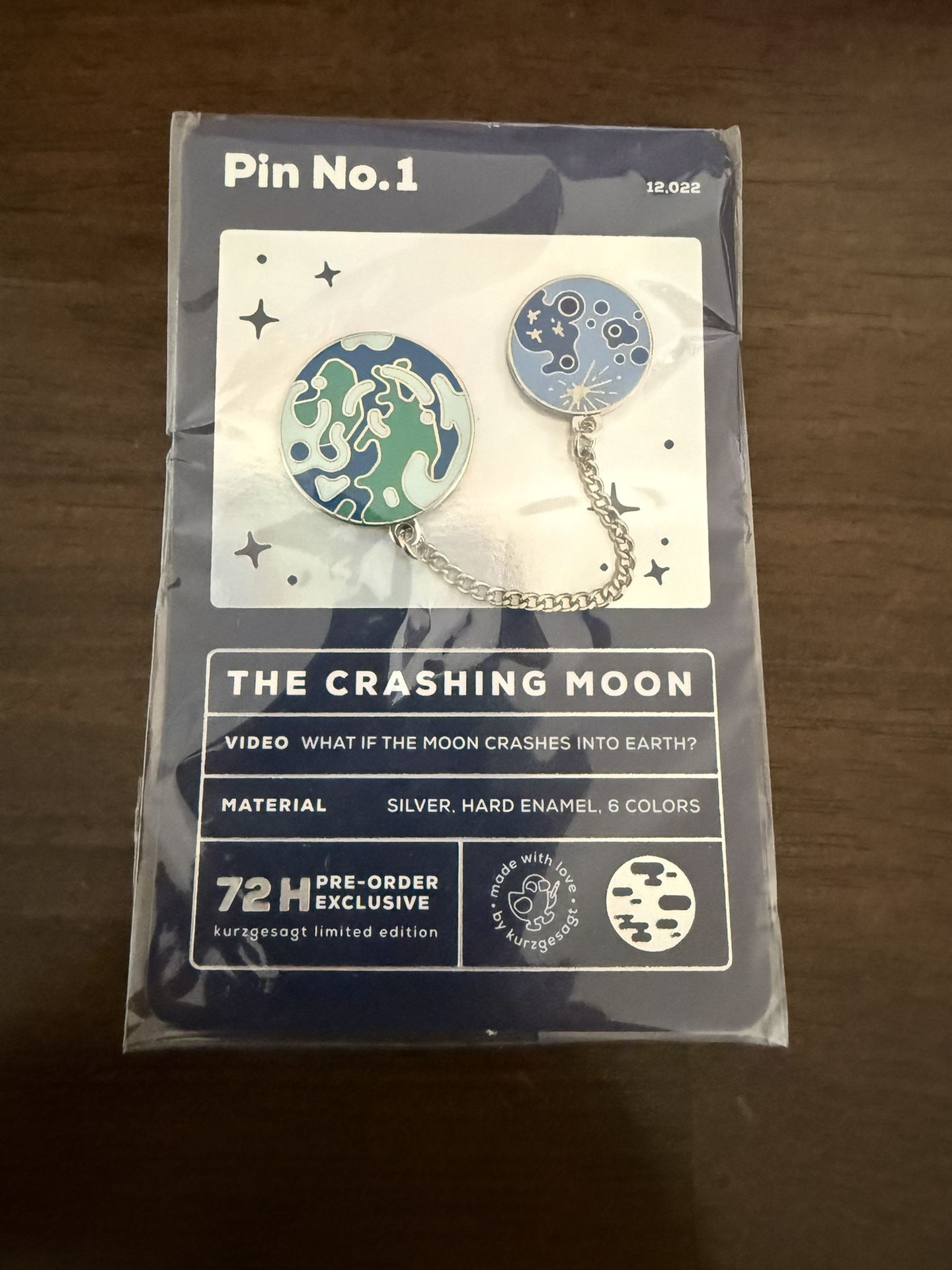 Kurzgesagt LIMITED EDITION Pin No. 1 Crashing Moon Enamel Pin