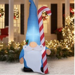 Airblown Inflatables Christmas 6.5 Foot Gnome with Candy Cane