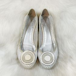 Vince Camuto White Leather Ballet Flats