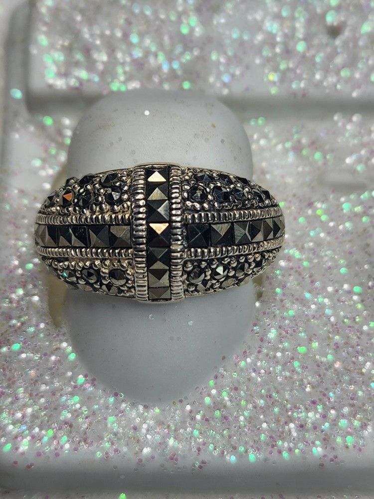 Vintage Art Deco Sterling Silver Marcasite Ring size 6