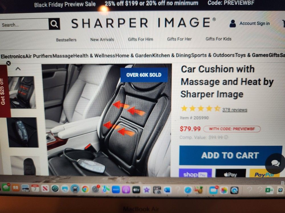 Sharper Image CAR CUSHION with Massage &Heat