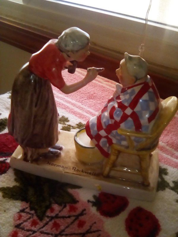 Collectables: 2 Vintage Hummal  Figurines, Both G. West Germany, The Figurine Of The Older Man And Woman,  States Norman Rockwell On Top,