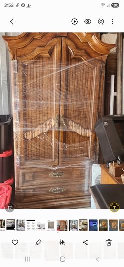 Large Wooden Armoire with Drawers