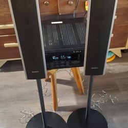 Sony Front Speakers w/ Matching Stands – Clean, Compact, Ready to Play