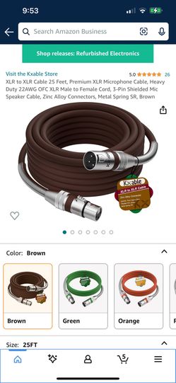 25ft. 1/4”famle To 1/4 “ Male Microphone/Speaker Speaker Cable