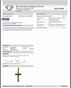 Beautiful 18K Italian Gold Cross (750) featuring natural certified Colombian emeralds.