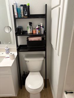 Black distressed Over-the-Toilet Storage Shelf