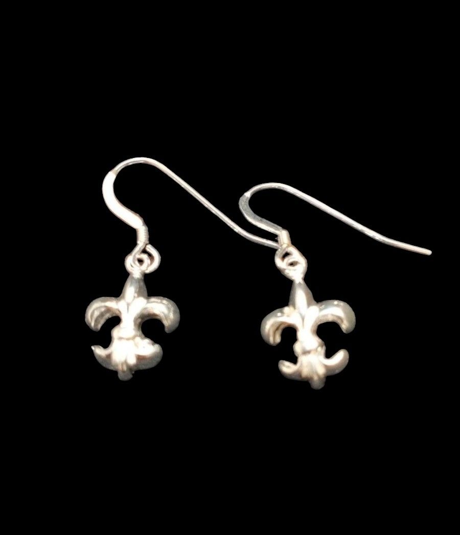 Fine Sterling Silver 925 Fleur De Lis Earrings