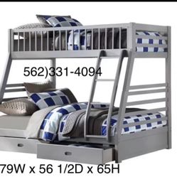 Full/Twin Bunkbed  With Underneath Storage Drawers & Both Mattresses included   