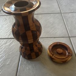 Vintage Wooden Decorative Hand made Vase & ash tray