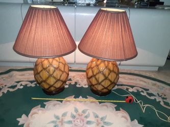Vintage Pineapple Lamps, PAIR