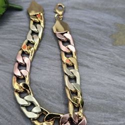 Bracelet Gold-plated 3-colors 18k 8"inches 