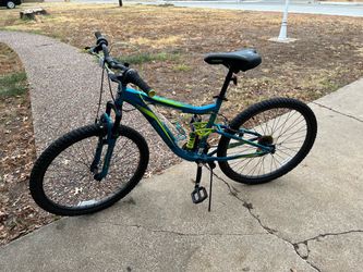 Mongoose Mountain Bike Full Suspension 26in Blue Green V-Brake