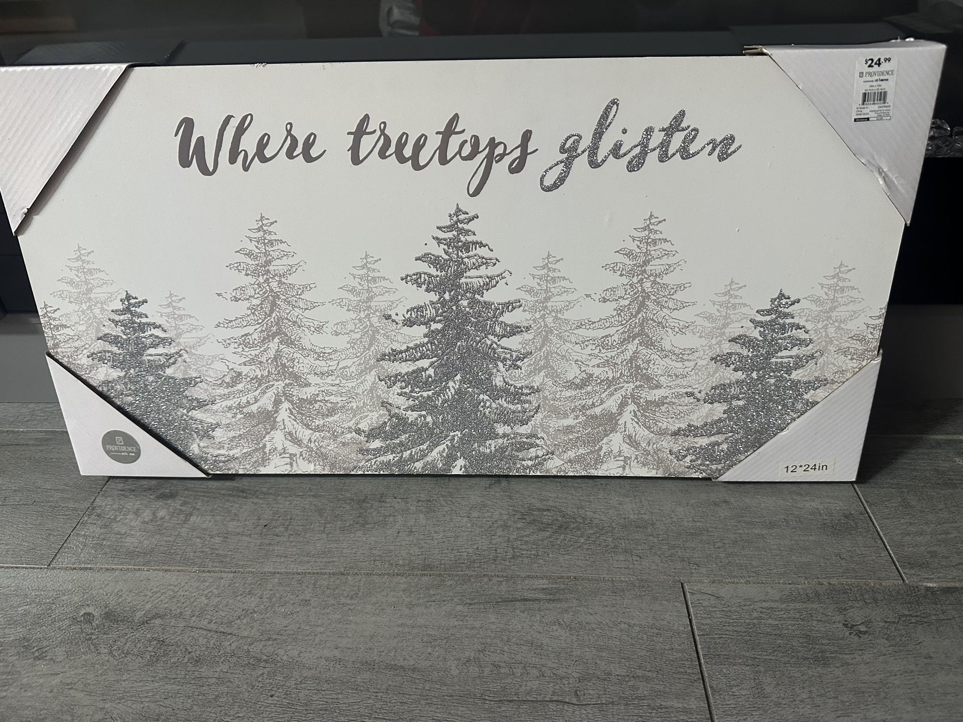 Flocked Glitter Christmas Tree Wall Art