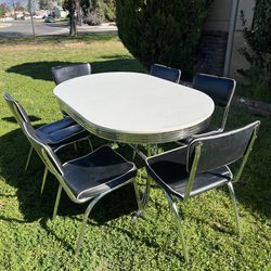 Retro 50s Diner Kitchen Dining Table & 6 Chairs