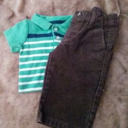 Boys Carter's Shirt 6mos & Janie and Jack Corduroys 3~6mos 