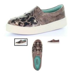 Corral Taupe Floral Embroidered Glitter Inay Shoe