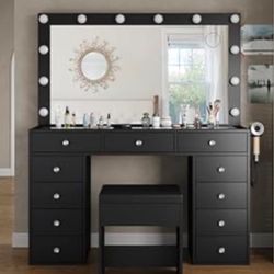 Black Yanosaku Vanity Desk- Brand New