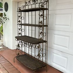 Wrought Iron Bakers Rack Victorian Grapes And Leaf motif  5 Shelves