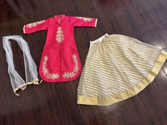Lengha Girl Indian Outfit Pink Gold 