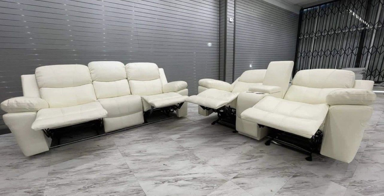 White Recliner Set Sofa And Loveseat