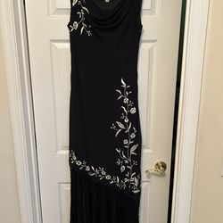 Alex Evenings Black Dress With Floral Accents