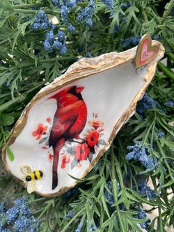 Beautiful large oyster shell trinket dish on the stand